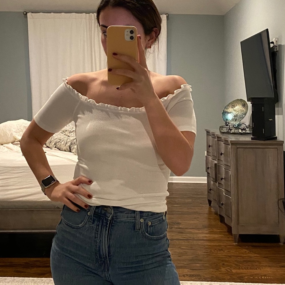 Abercrombie White Off Shoulder Bodysuit
